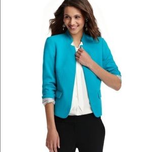 Turquoise pop of color open jacket in Loft scuba